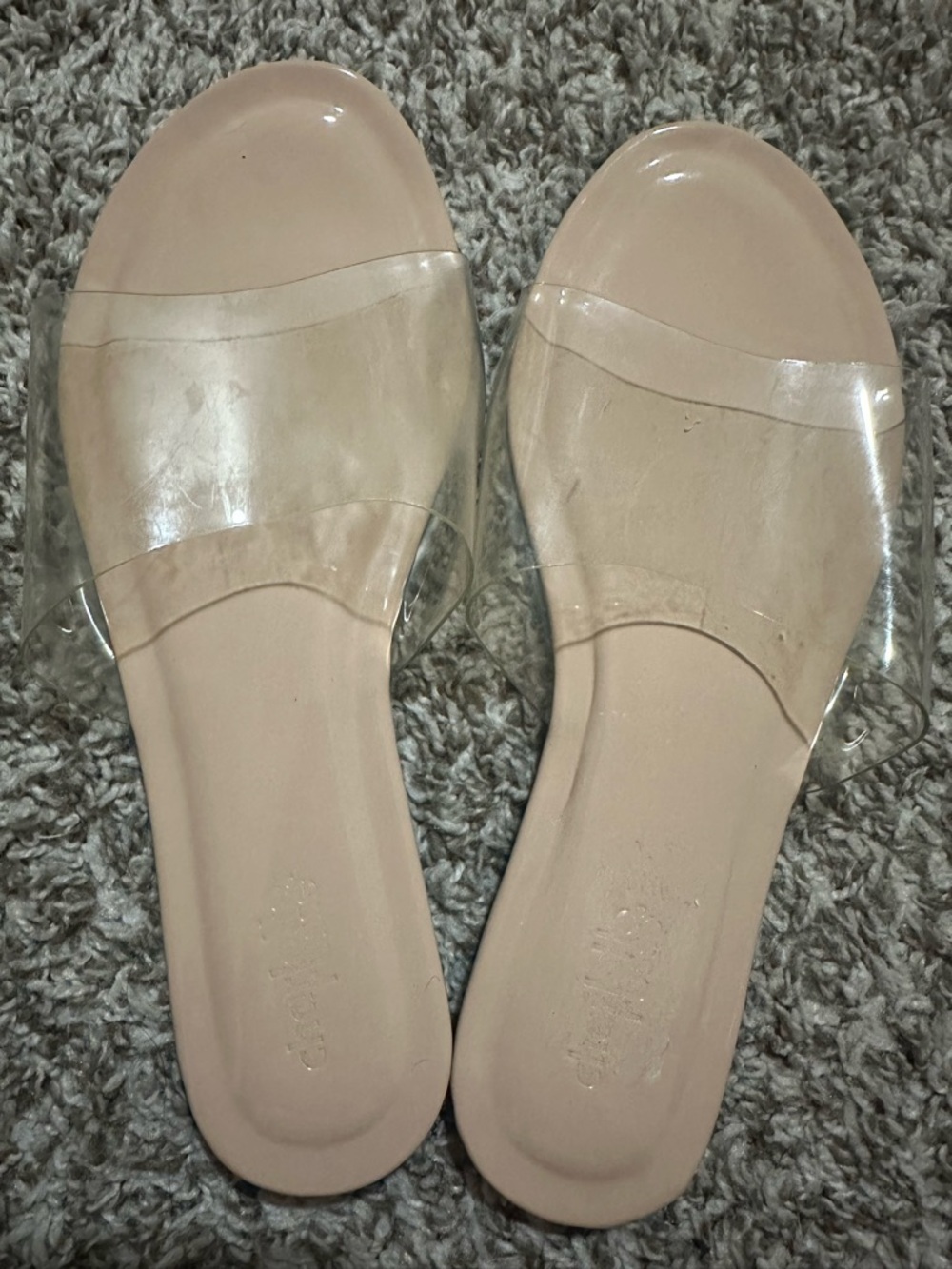 Charlotte Russe Clear Strap Nude Slide Sandals - Women SZ 7